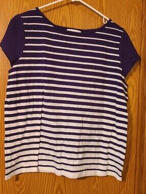 Liz Claiborne Purple and White Striped Top